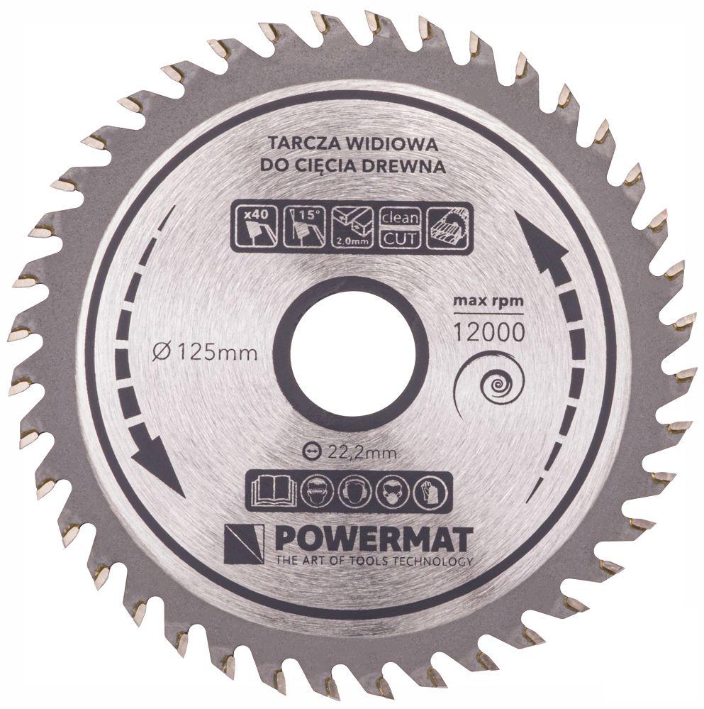 Твердосплавний пиляльний круг 125x22.2 мм Powermat 40 зубів TDD-125x22.2x40Z для циркулярної пилки