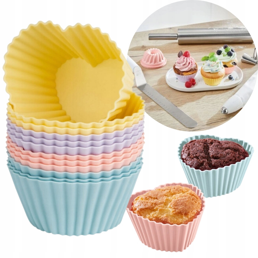 Силіконові форми для кексів ERNESTO 12 шт Серце набір форм для маффінів 7 х 3 см, фото 1