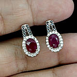 Сережки. Натуральний рубін і шпінель. Срібло 925., фото 3