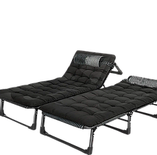 Розкладне ліжко LEOBRO до 150 кг з подушкою, темно-сіре — міцне та комфортне для дому і кемпінгу FB-S02-PP