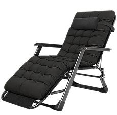 Розкладне крісло-ліжко з подушкою та матрацом LEOBRO Чорне — комфортне та міцне для дому та відпочинку FCB-S06-PP