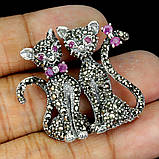 Брошка. Натуральний рубін і марказит. Срібло 925., фото 3