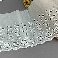 (TJ-20270) Мереживо на батистовій стрічці 14,5 см - білосніжний