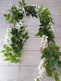 Штучна ліана гліцинії, преміум якість ( біла , 180 см )