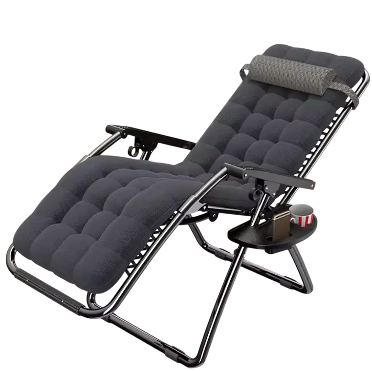 Розкладне крісло шезлонг із подушкою Zero Gravity LEOBRO Чорне ZGC-R02-PP