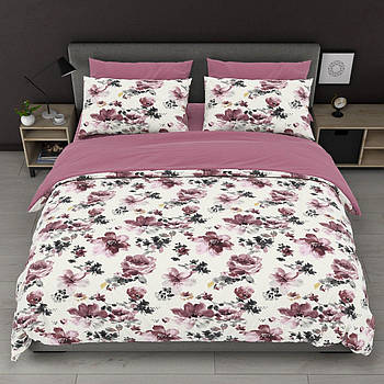 Наволочка на блискавці 70х70 (Бязь) | Від виробника "Королева Ночі" | Квіти на світлому та бордовому