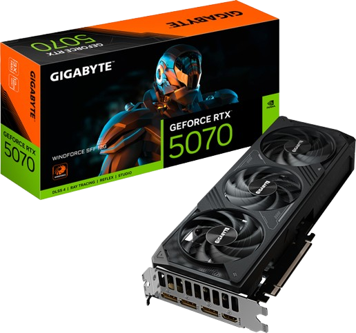 Відеокарта GeForce RTX 5070 12GB Gigabyte WindForce SFF (GV-N5070WF3-12GD)