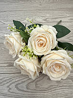 Штучний букет троянд, преміум якість ( молочна , 43 см ), фото 3