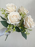 Штучний букет троянд, преміум якість ( молочна , 43 см ), фото 8