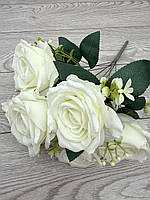 Штучний букет троянд, преміум якість ( молочна , 43 см ), фото 8
