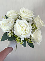 Штучний букет троянд, преміум якість ( молочна , 43 см ), фото 2