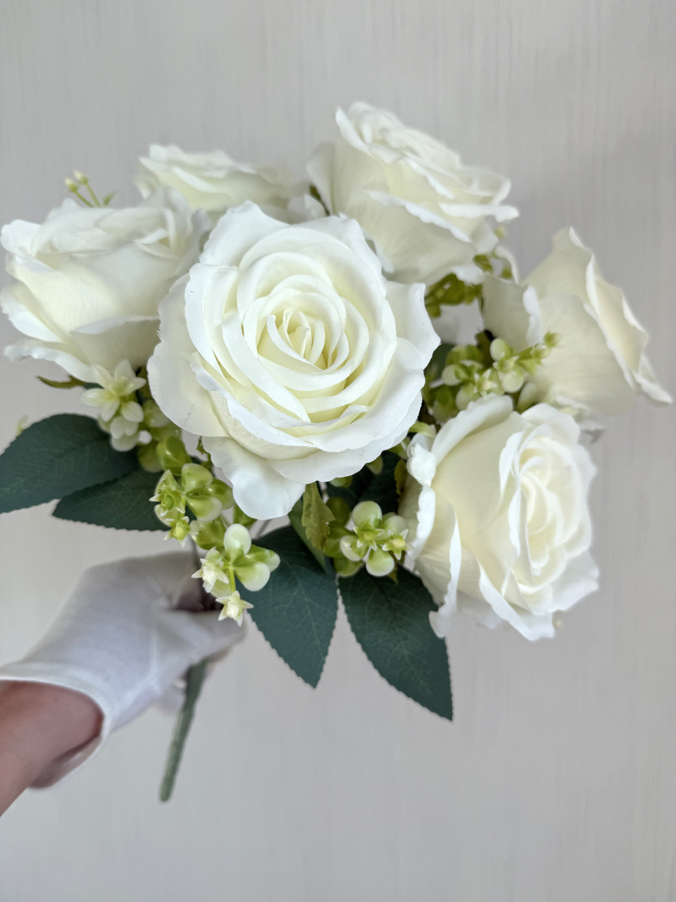 Штучний букет троянд, преміум якість ( молочна , 43 см ), фото 1