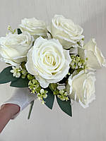 Штучний букет троянд, преміум якість ( молочна , 43 см ), фото 4