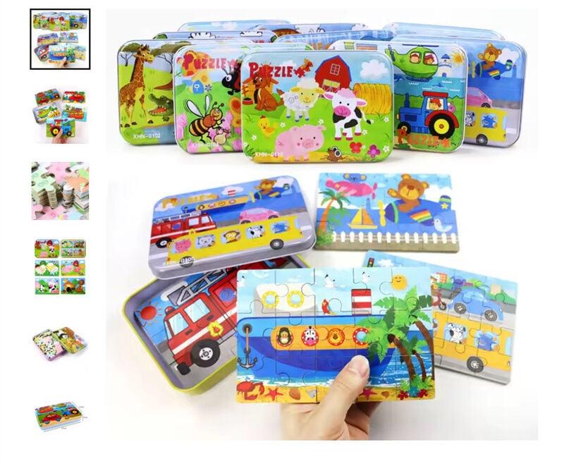 Пазли дерев'яні у металевому боксі 73264, фото 1