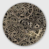 Значек на булавке Ажурный узор из металлических шестерёнок в стиле Стимпанк (58 мм)