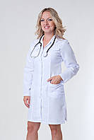 Халат для доктора медицинский женский пуговицы 40р. № 1123 полиэстер белый - Медицинская форма Хелслайф
