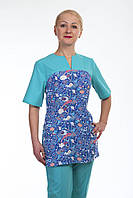 Медицинский хирургический костюм врача женский без застежки 42р. № 2298 батист ментоловый - Медицинская форма Хелслайф