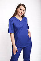 Медицинский хирургический костюм врача женский без застежки 42р. № 3264 коттон электрик - Медицинская форма Хелслайф