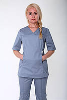 Медицинский хирургический костюм врача женский без застежки 42р. № 3265 коттон серый - Медицинская форма Хелслайф