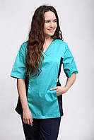 Медицинский хирургический костюм врача женский без застежки 42р. № 3262 коттон ментоловый - Медицинская форма Хелслайф