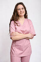 Медицинский хирургический костюм врача женский без застежки 42р. № 3266 коттон пудровый - Медицинская форма Хелслайф