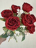 Штучний букет троянд, преміум якість ( червона , 45 см ), фото 7