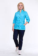 Медицинский костюм женский пуговицы 42р. № 3289 коттон бирюзовый - Медицинская форма Хелслайф