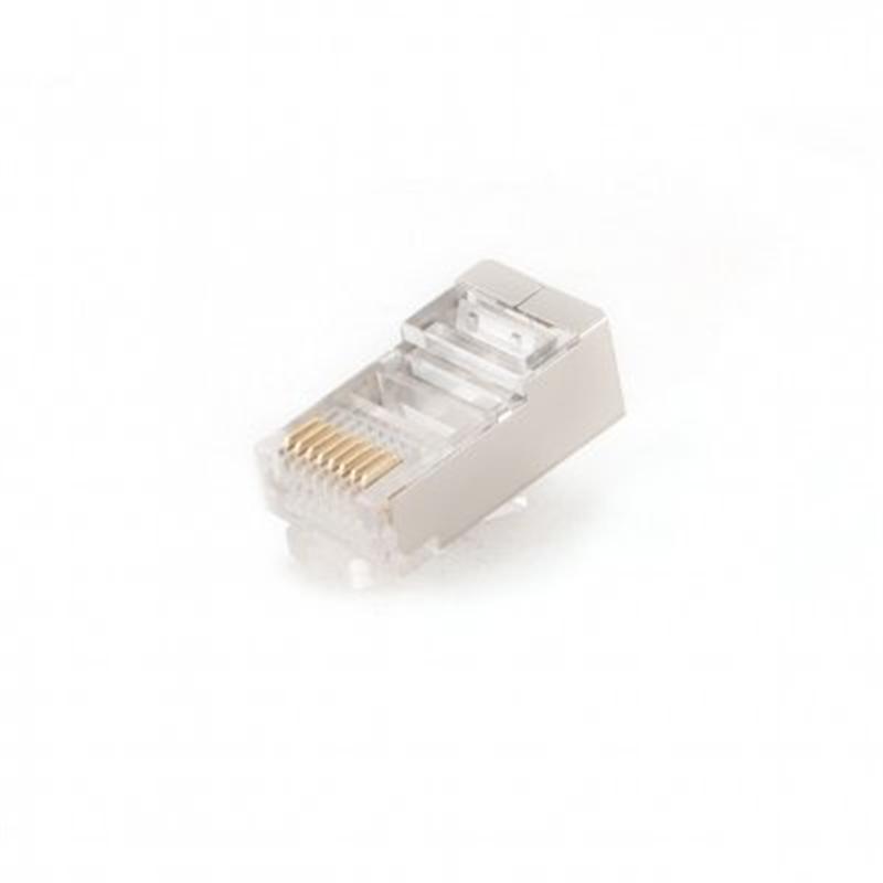 Конектор RJ 45 Cablexpert (PLUG5SP/100) екранований, з золоченими контактами (100 шт/уп), колір сірий, категорія 5e, фото 1