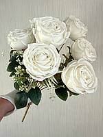 Штучний букет троянд, преміум якість ( біла , 45 см ), фото 4