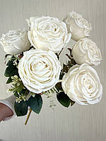 Штучний букет троянд, преміум якість ( біла , 45 см ), фото 2