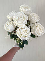 Штучний букет троянд, преміум якість ( біла , 45 см ), фото 5