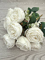 Штучний букет троянд, преміум якість ( біла , 45 см ), фото 8
