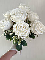 Штучний букет троянд, преміум якість ( біла , 45 см ), фото 3