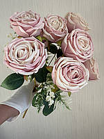 Штучний букет троянд, преміум якість ( пудрова , 45 см ), фото 8