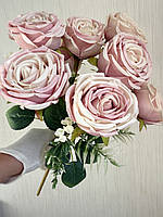 Штучний букет троянд, преміум якість ( пудрова , 45 см ), фото 2