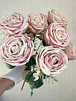 Штучний букет троянд, преміум якість ( пудрова , 45 см ), фото 5