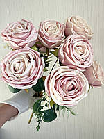 Штучний букет троянд, преміум якість ( пудрова , 45 см ), фото 3
