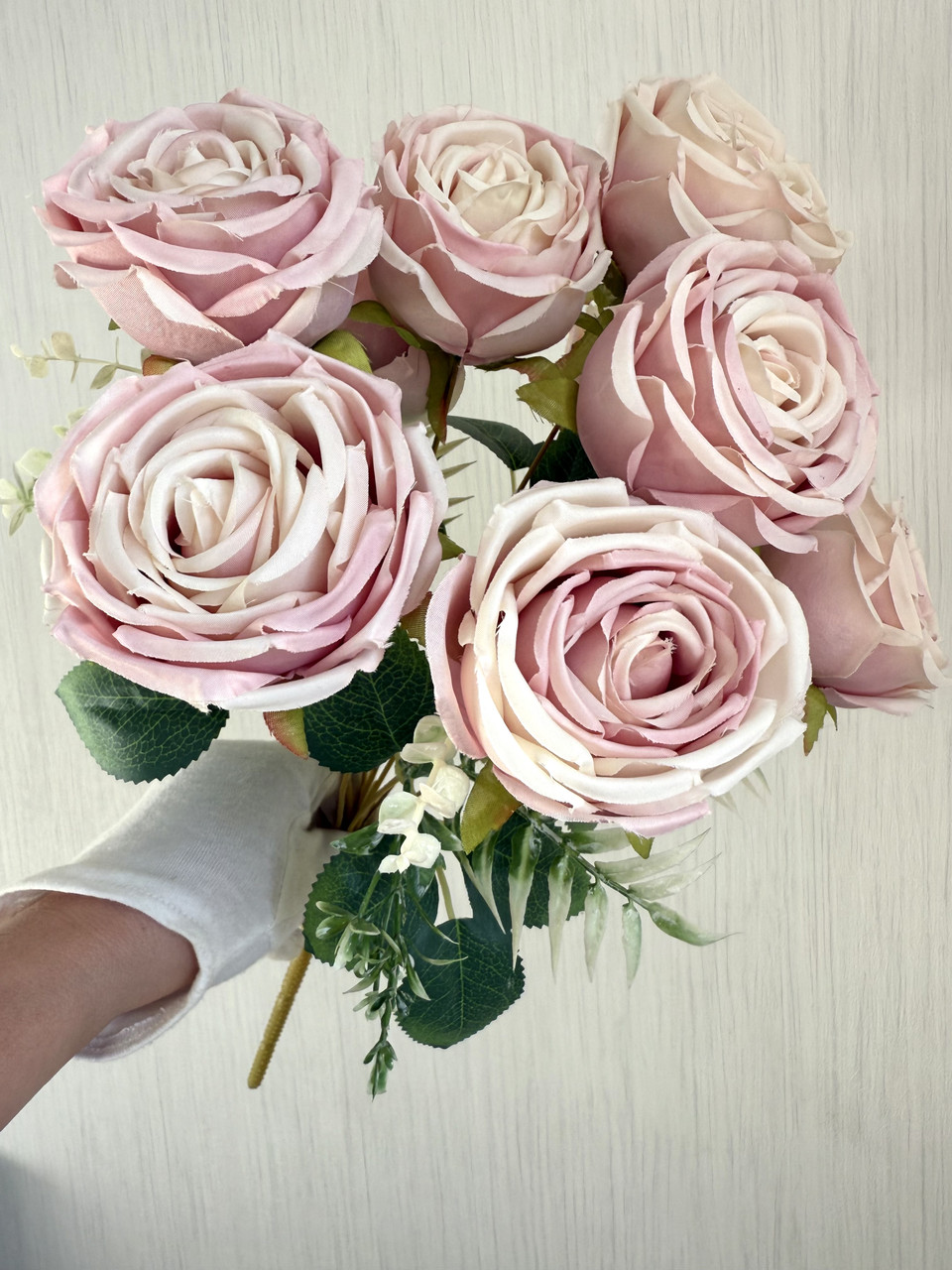 Штучний букет троянд, преміум якість ( пудрова , 45 см ), фото 1