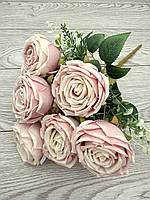 Штучний букет троянд, преміум якість ( пудрова , 45 см ), фото 6