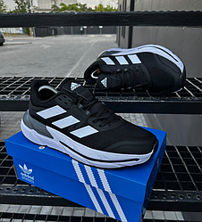 Літні чоловічі кросівки Adidas Adistar чорно-білі Адідас сітка текстиль дихаючі легкі літо