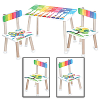 Акція Дитячий столик Bambi M 501-28 60×40 см із 2 стільцями комбінований матеріал від 3 років унісекс різні кольори