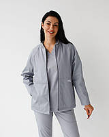 Куртка утеплена медична на блискавці Атланта р.40-42 (40-58) котон сірий рукав довгий - Медичний одяг Білий Халат (БХ-522-328-842)