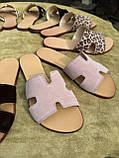Жіночі шкіряні шльопанці відкриті на низькому ходу HM-0506, фото 3