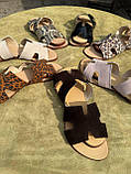 Жіночі шкіряні шльопанці відкриті на низькому ходу HM-0506, фото 4