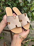 Жіночі шкіряні шльопанці відкриті на низькому ходу HM-0506, фото 6