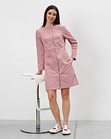 Медицинский халат женский кнопки Жаклин р.40 (40-54) коттон розовый рукав длинный - Медицинская одежда Белый Халат