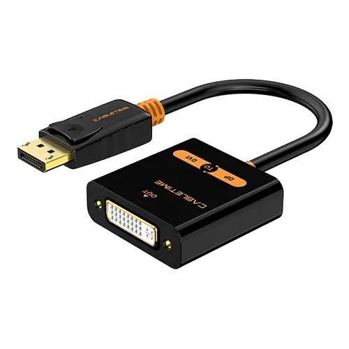 Адаптер Cabletime DisplayPort - DVI (M/F), 0.2 м, чорний (CP24B), тип - адаптер, колір - чорний, фото 1