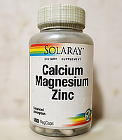 Solaray Calcium Magnesium Zinc 100 капсул комплекс для здоров я кісток, м язів та імунітету