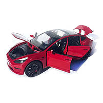 Машинка метал Tesla model 3 червона Тесла 1:24 відкр двері баг капот звук світло 18,5*6*8,5см (EL-94022), фото 4