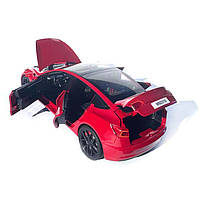 Машинка метал Tesla model 3 червона Тесла 1:24 відкр двері баг капот звук світло 18,5*6*8,5см (EL-94022), фото 6